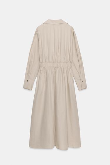 ROBE MI-LONGUE AVEC CEINTURE - Beige de Zara - Image 8