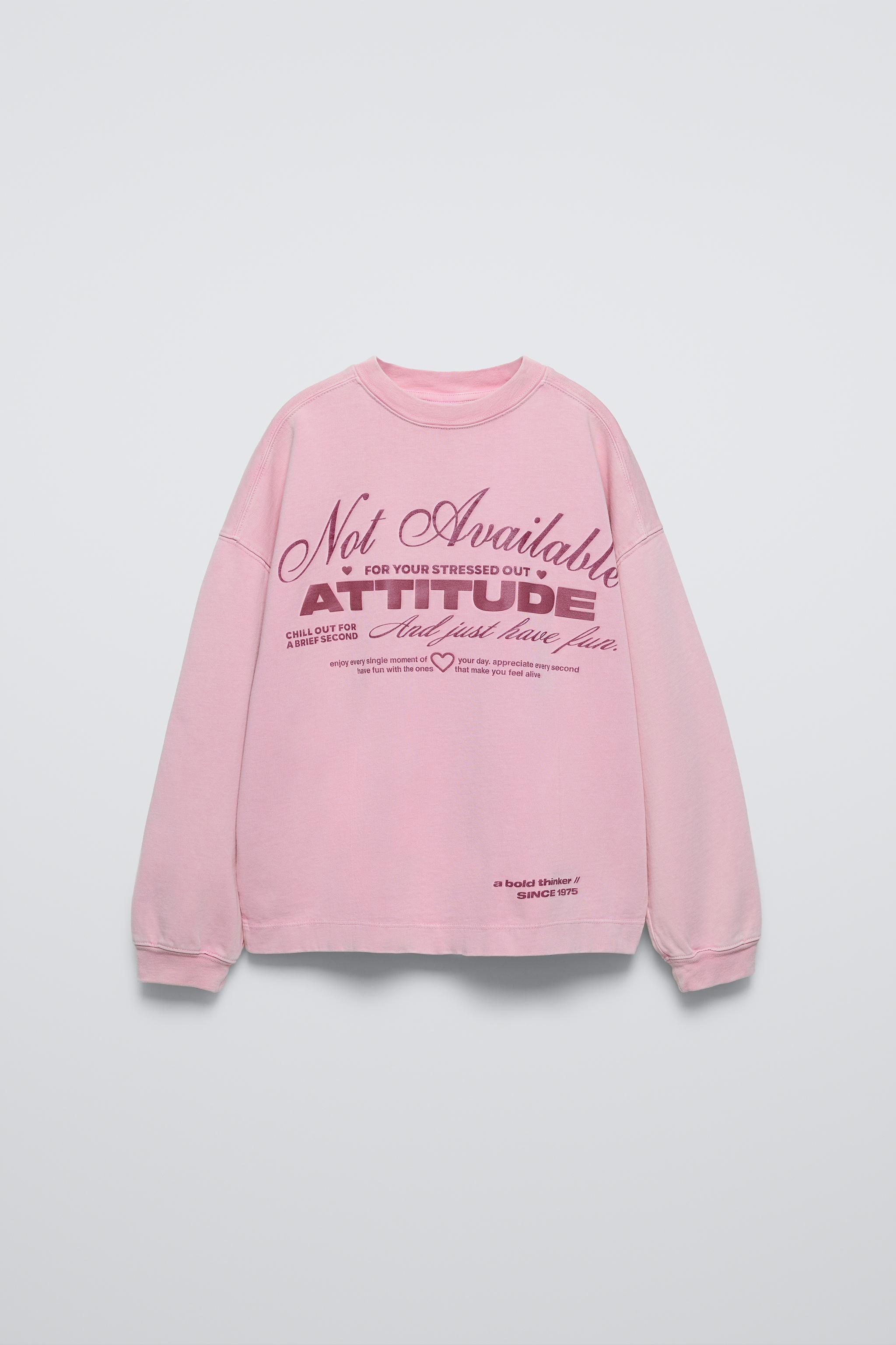 FADED-EFFECT T-SHIRT WITH SLOGAN - Pink | ZARA Australia