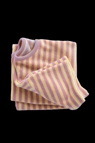 TIMELESZ - FROTTEE-T-SHIRT MIT STREIFEN - Mittelrosa von Zara