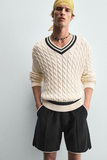 CONTRAST TOWELLING BERMUDA SHORTS - Navy blue by Zara