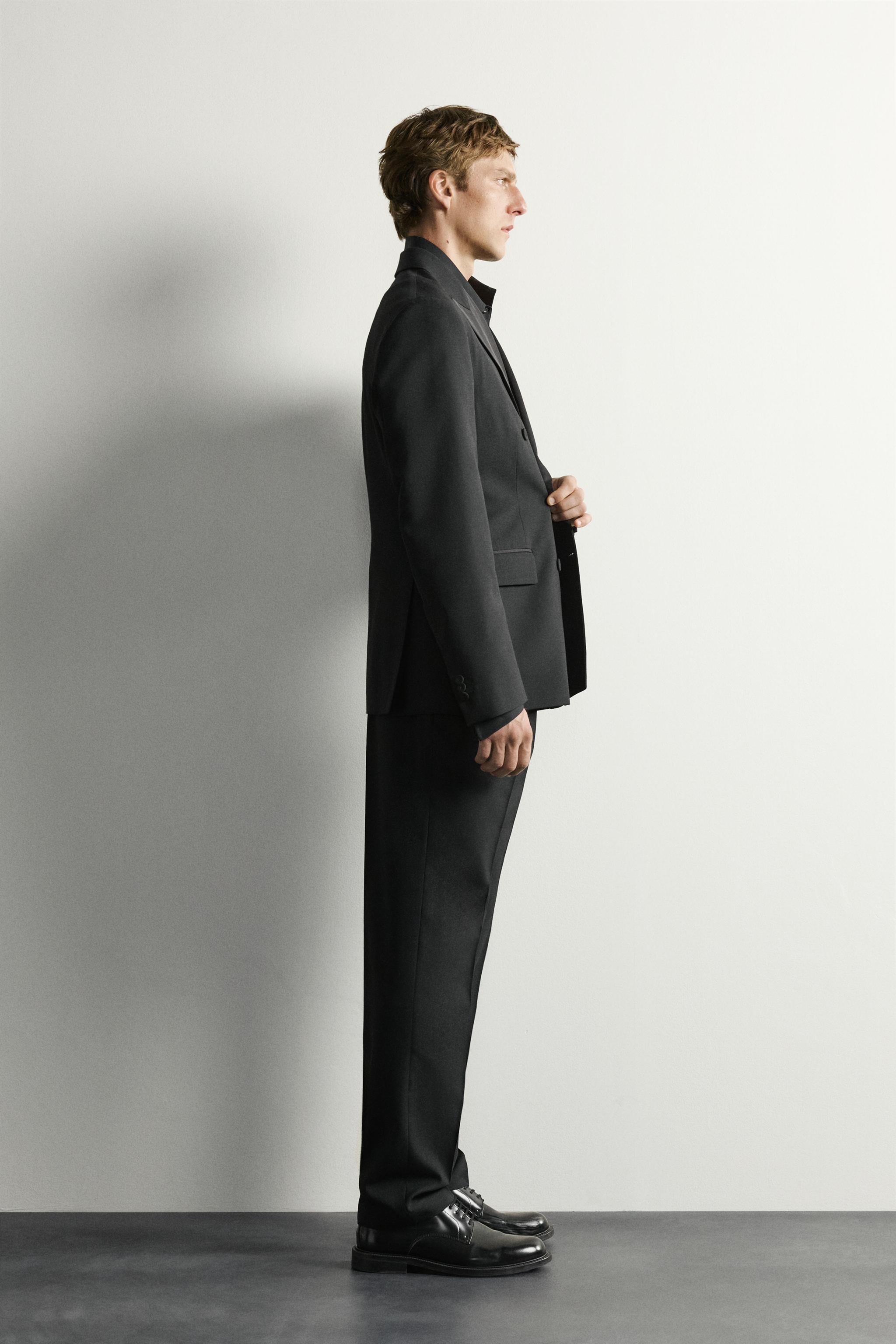 Мужские брюки Zara REGULAR FIT PLEATED TUXEDO PANTS — фото 4