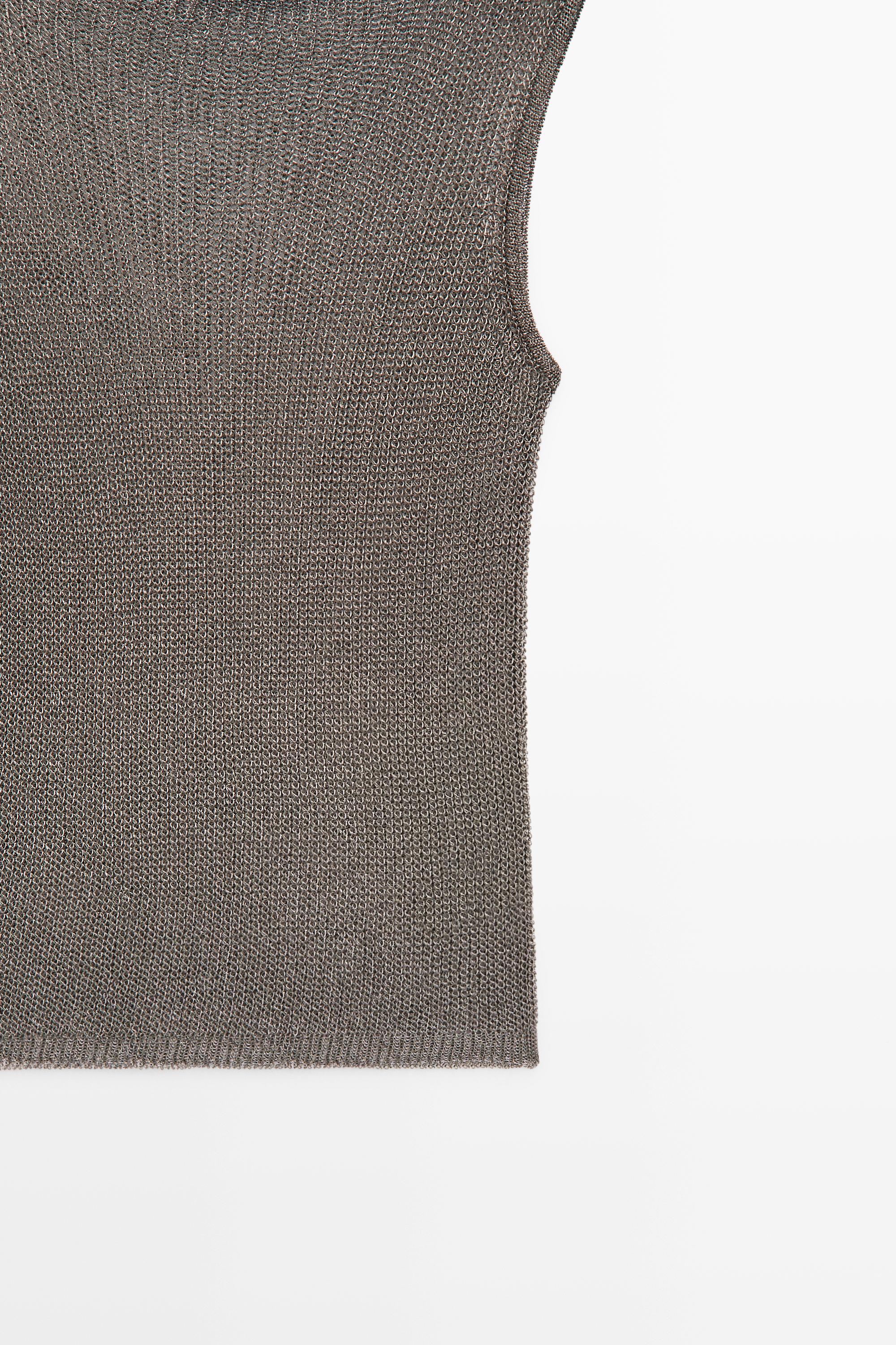 Metallic detail mock turtleneck top
