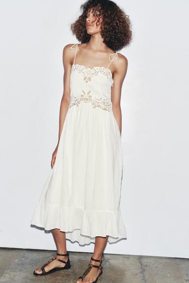 ZW COLLECTION EMBROIDERED DRESS - Ecru by Zara - Image 3