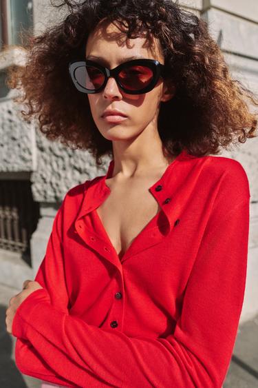 EXTRA-FINE KNIT CARDIGAN - Red by Zara