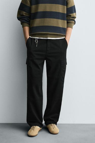 STRAIGHT-LEG CARGO TROUSERS - Black by Zara