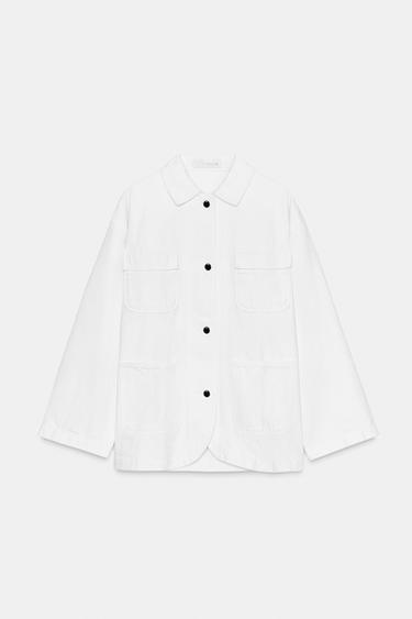 CAZADORA DENIM BOLSILLOS - Blanco de Zara