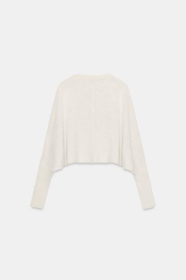 SHORT KNIT BATWING JUMPER - Ecru by Zara - Image 7