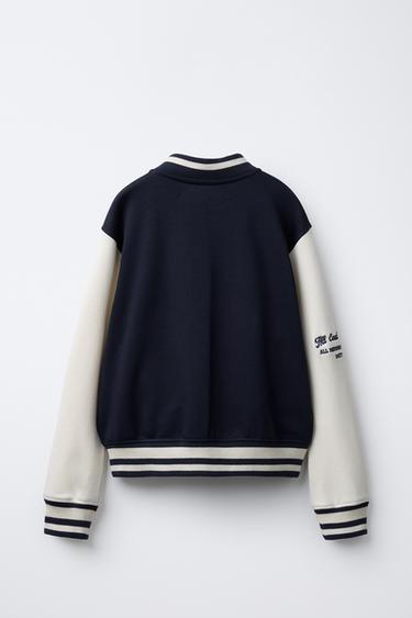 BOMBER FELPA VARSITY - Arena / Azul de Zara