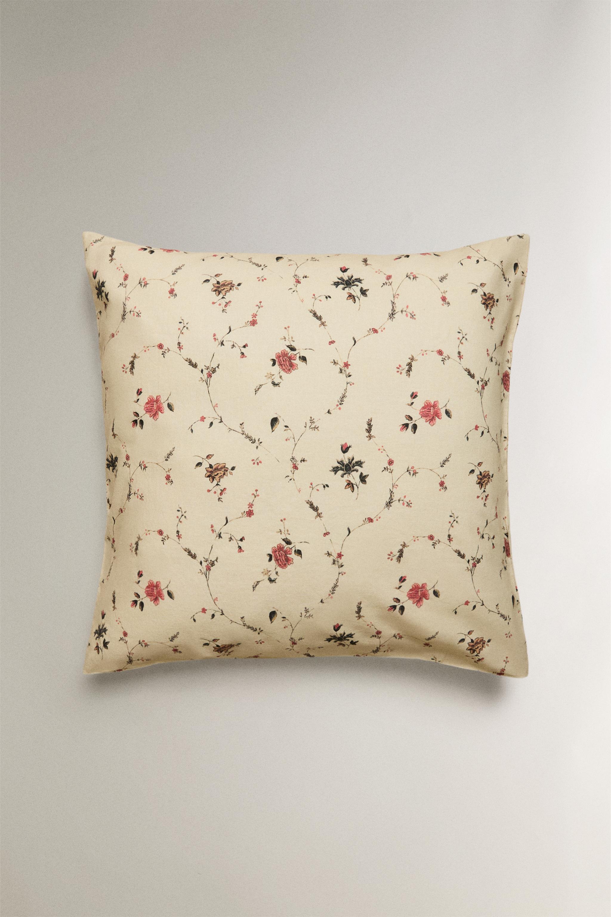 COTTON LINEN FLORAL PILLOWCASE | KATHARINE POLE — Ecru