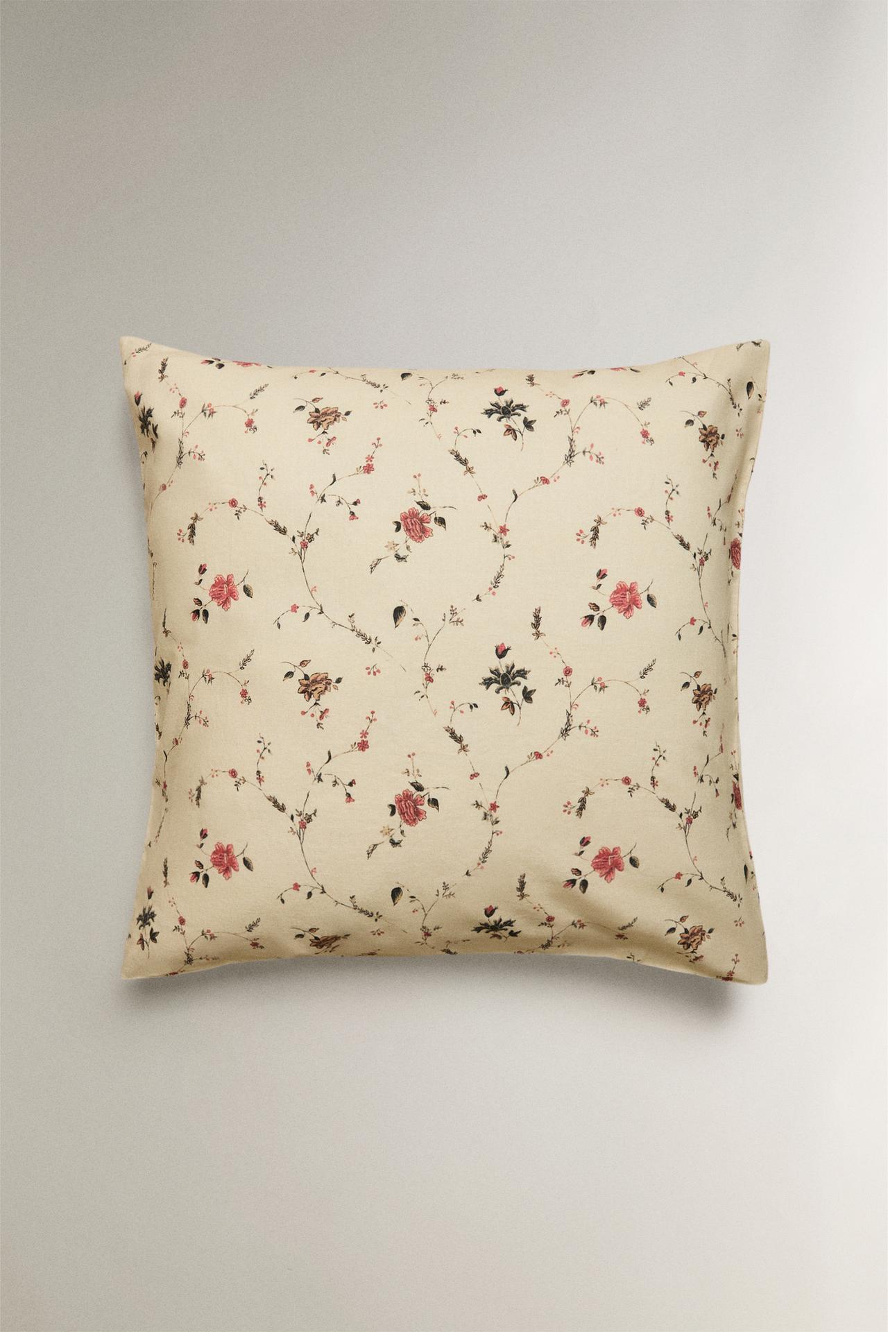 COTTON LINEN FLORAL PILLOWCASE | KATHARINE POLE — Ecru