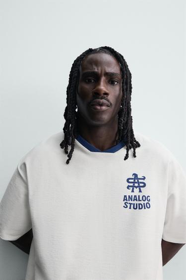 RELAXED FIT TERRY CLOTH SWEATSHIRT WITH CONTRAST PRINT - Oyster-white by Zara - Image 4