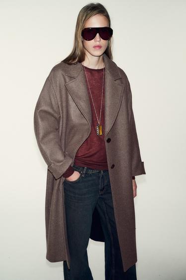 ABRIC OVERSIZE AMB LLANA PUNY CONTRAST - Visó fosc de Zara