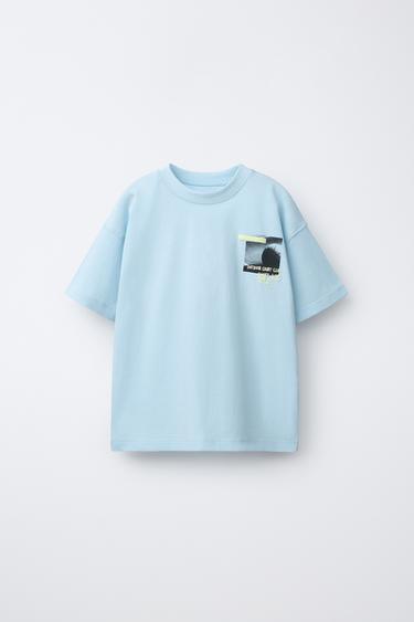 SPORTS PRINT T-SHIRT - Light blue by Zara