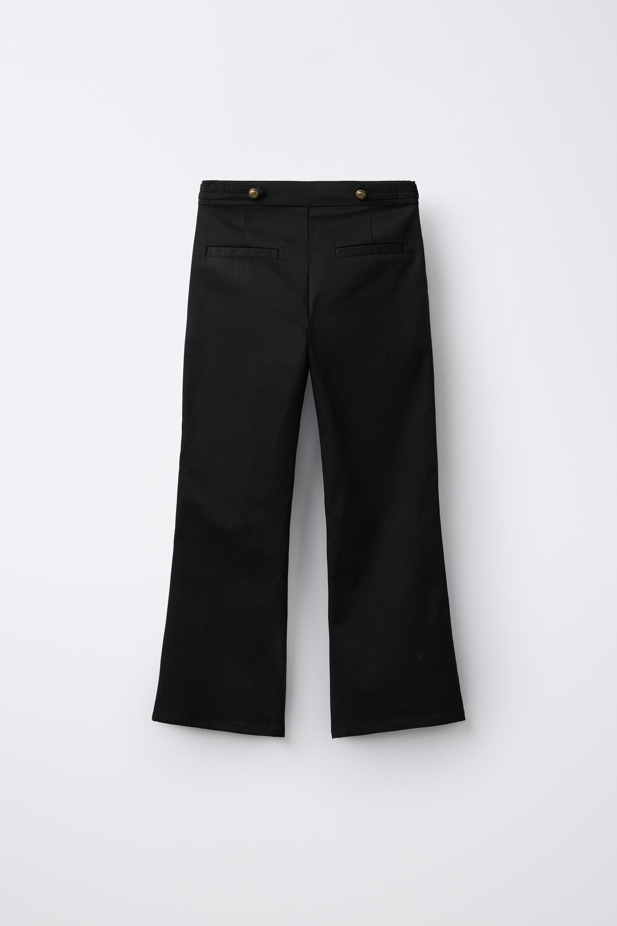 BUTTON FLARE PANTS — Black