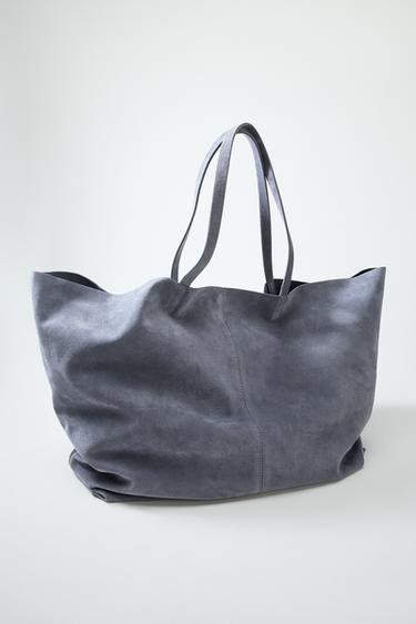 MAXI SPLIT SUEDE TOTE BAG - Blue by Zara