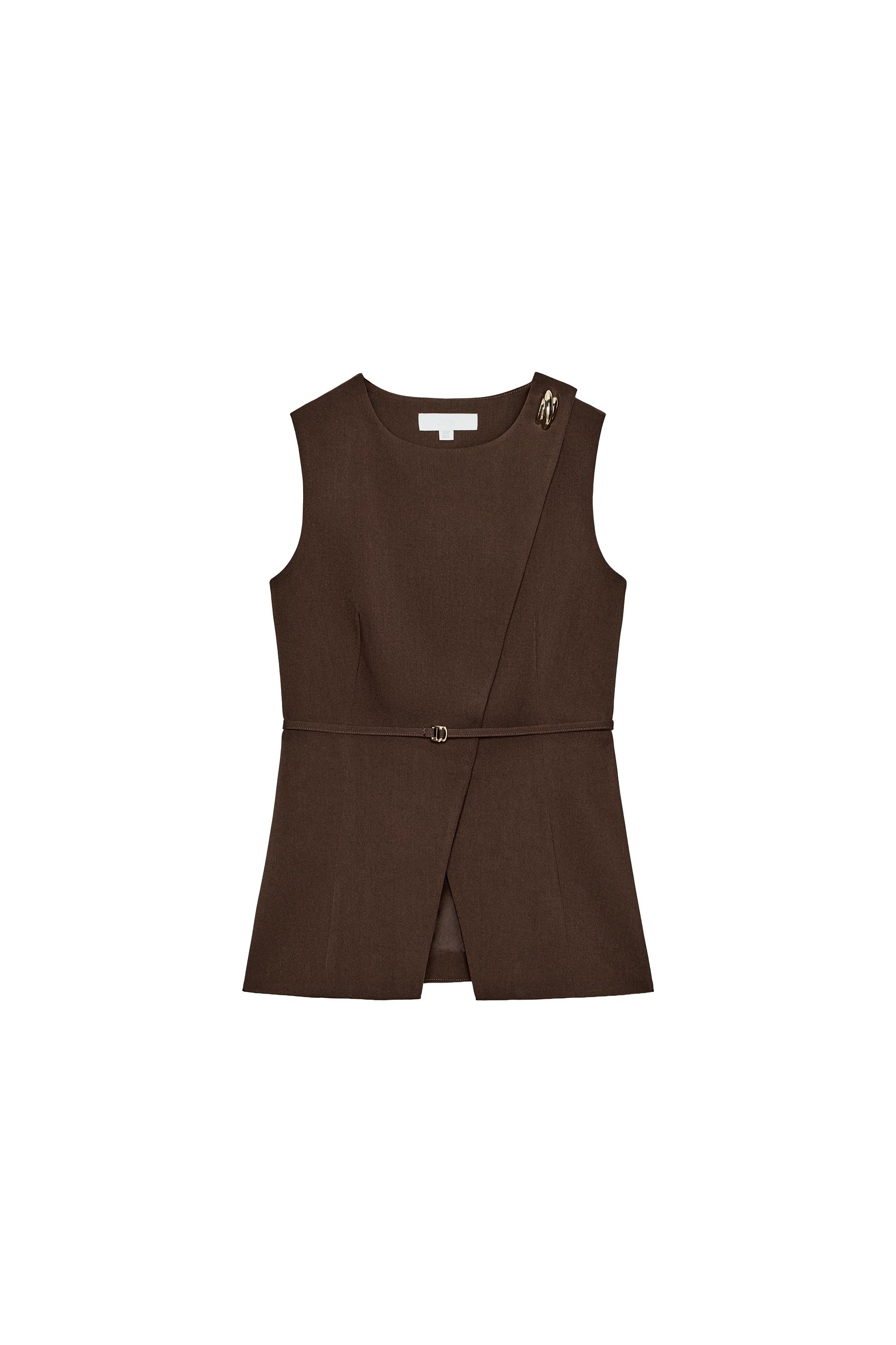 ZARA ボアベスト ブラウン S 【公式通販】