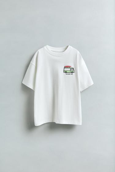 Zaras T-SHIRT MED TRYCK - Naturfärg