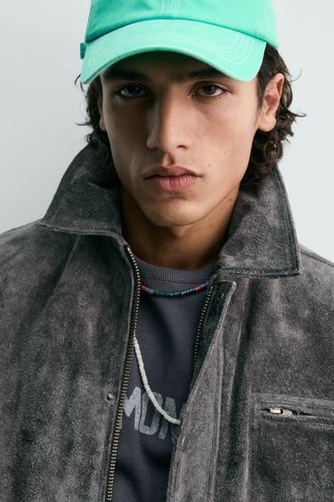 RELAXED FIT SPLIT SUEDE LEATHER JACKET - Grey by Zara - Image 5