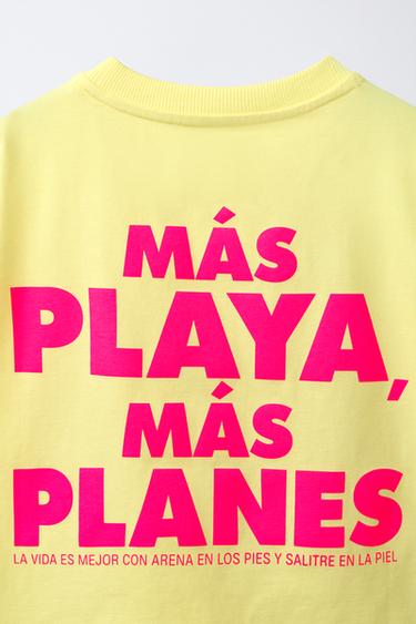 T-SHIRT À INSCRIPTION IMPRIMÉE - Jaune de Zara - Image 3