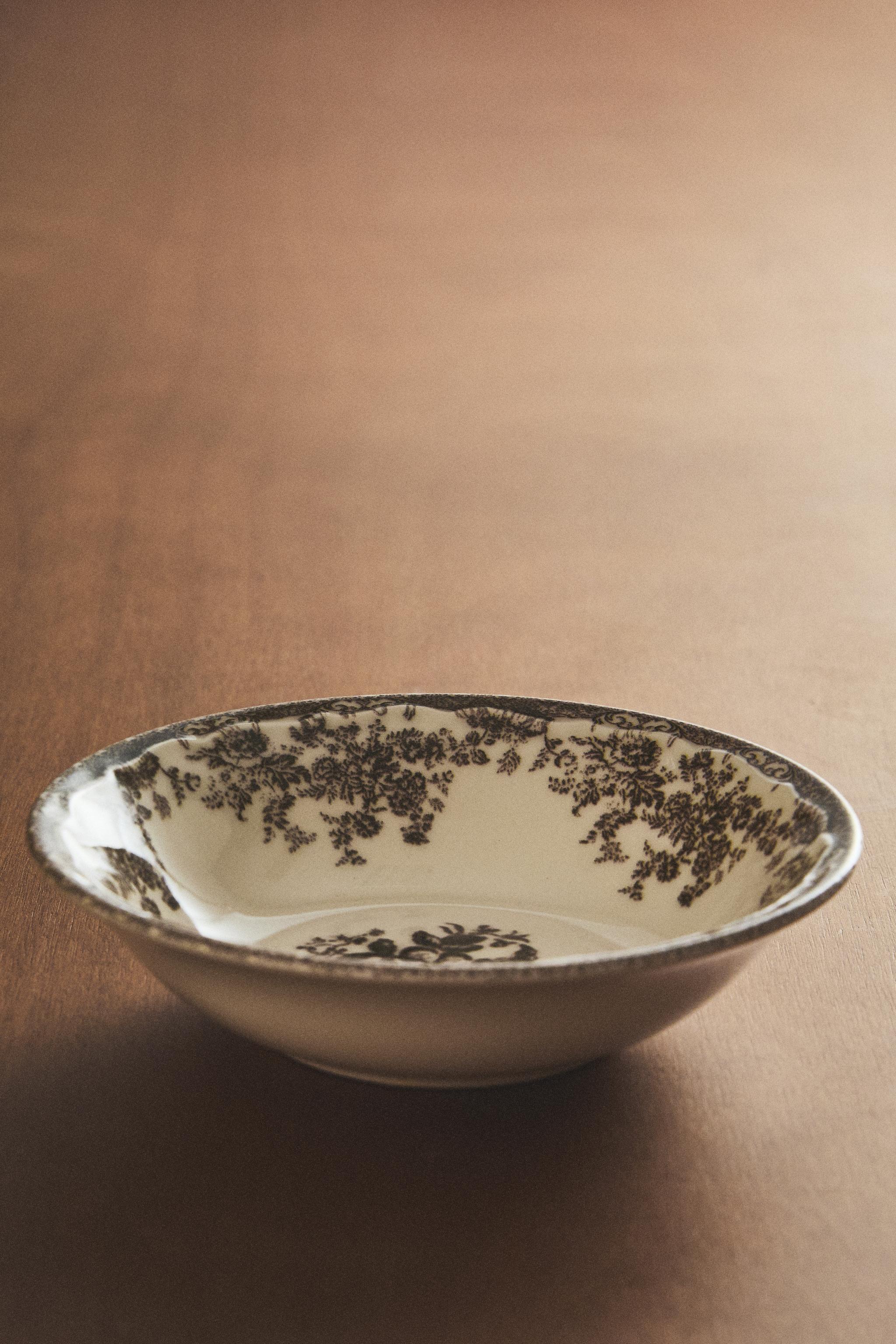 FLORAL EARTHENWARE BOWL - Blue | ZARA United States