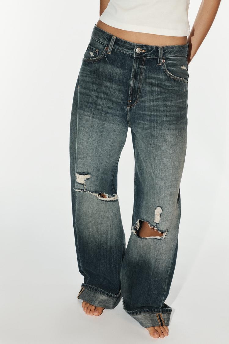 Baggy folded fit tiro medio trf jeans