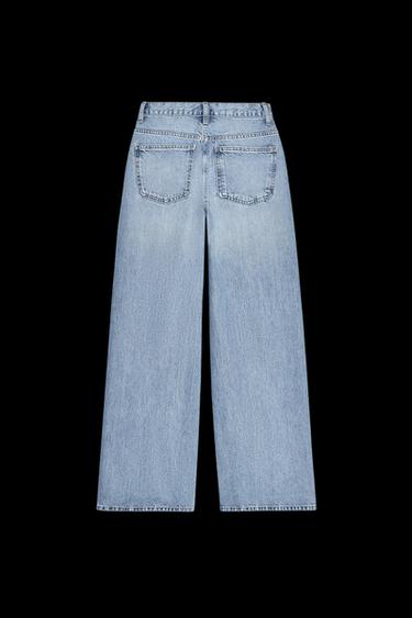 JEANS TRF WIDE LEG MIT ÜBERKREUZTEM HOHEN BUND - Indigoblau von Zara