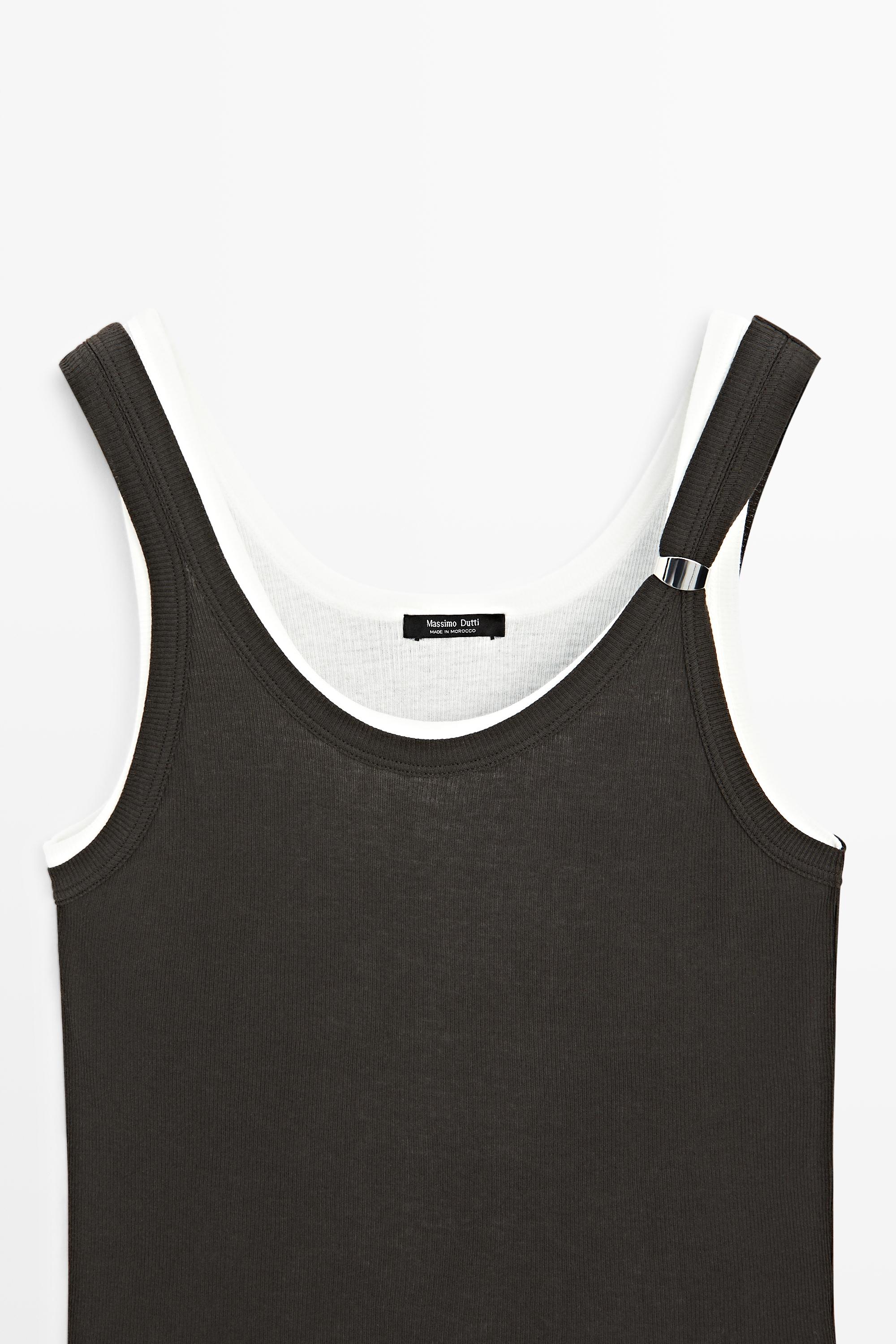 Double-layer strappy top with jewel detail
