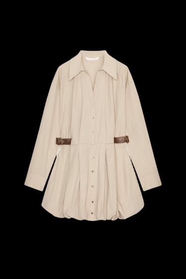 VESTIDO CORTO GLOBO - Beige de Zara