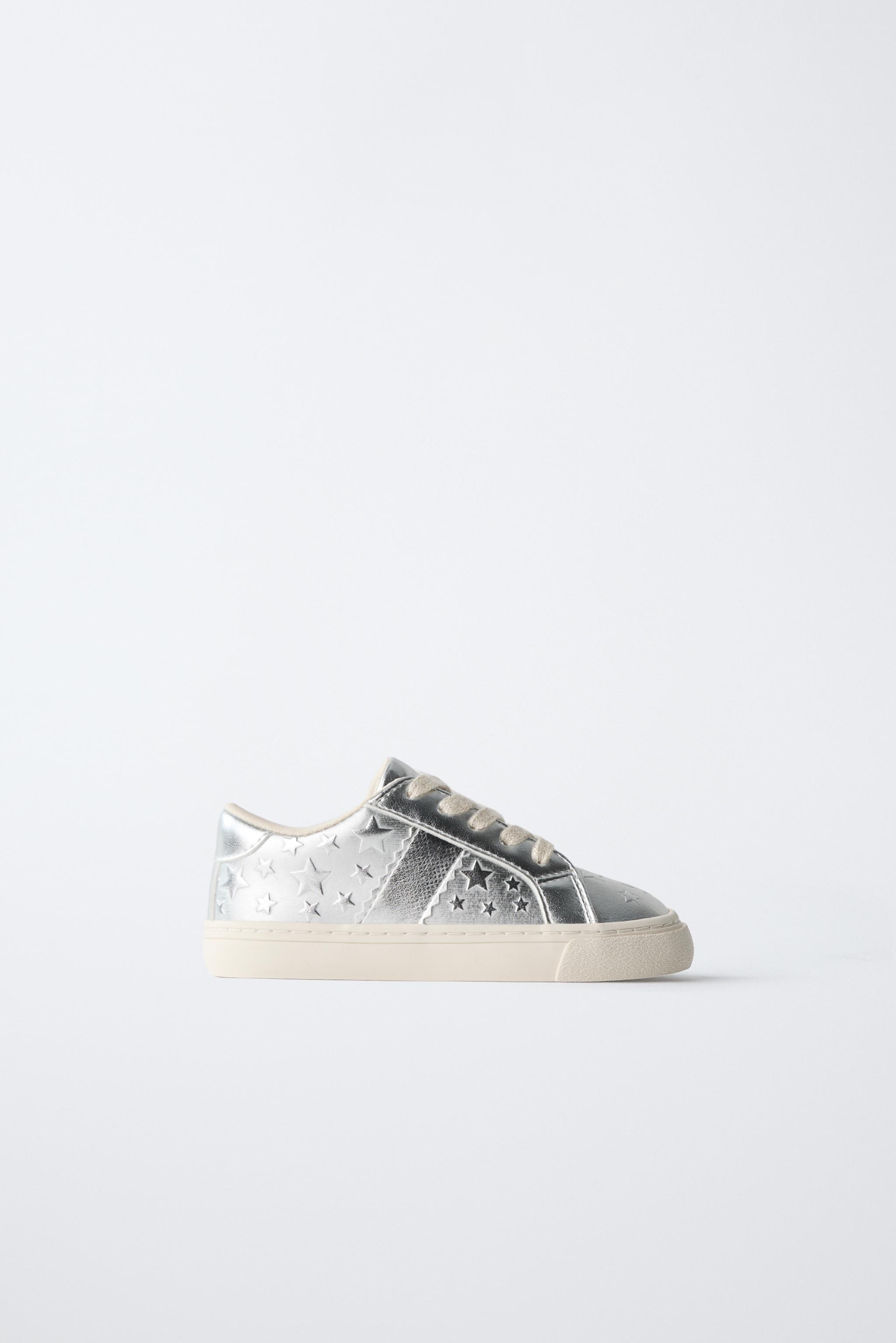 らさら METALLIC STAR SNEAKERS - Silver | ZARA United States