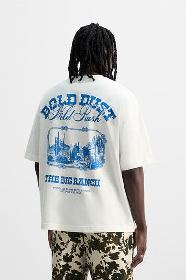 WASHED PRINT T-SHIRT - Oyster-white by Zara - Image 2