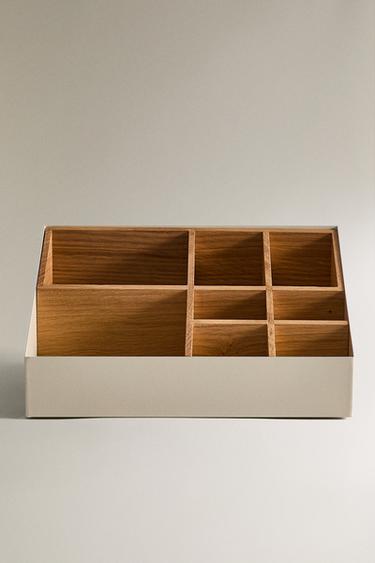 WOOD AND METAL ORGANISER BOX - White by Zara