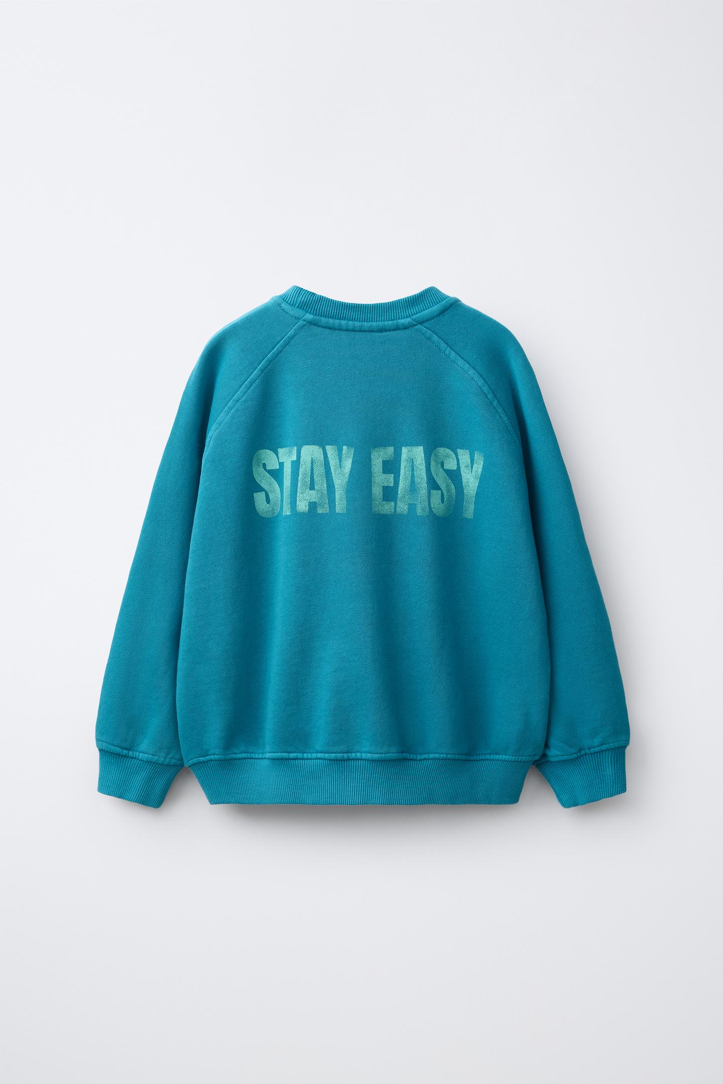 Детская толстовка Zara Washed-Effect Graphic, цвет: Синий — фото 2