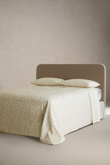 DRAP DE DESSUS IMPRIMÉ FLORAL - Vert d'eau de Zara - Image 1