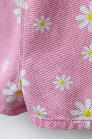 SALOPETTE EN SERGÉ À FLEURS - Rose de Zara - Image 3
