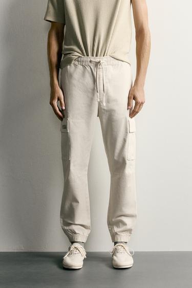 SLIM FIT CARGO TROUSERS - Ice by Zara