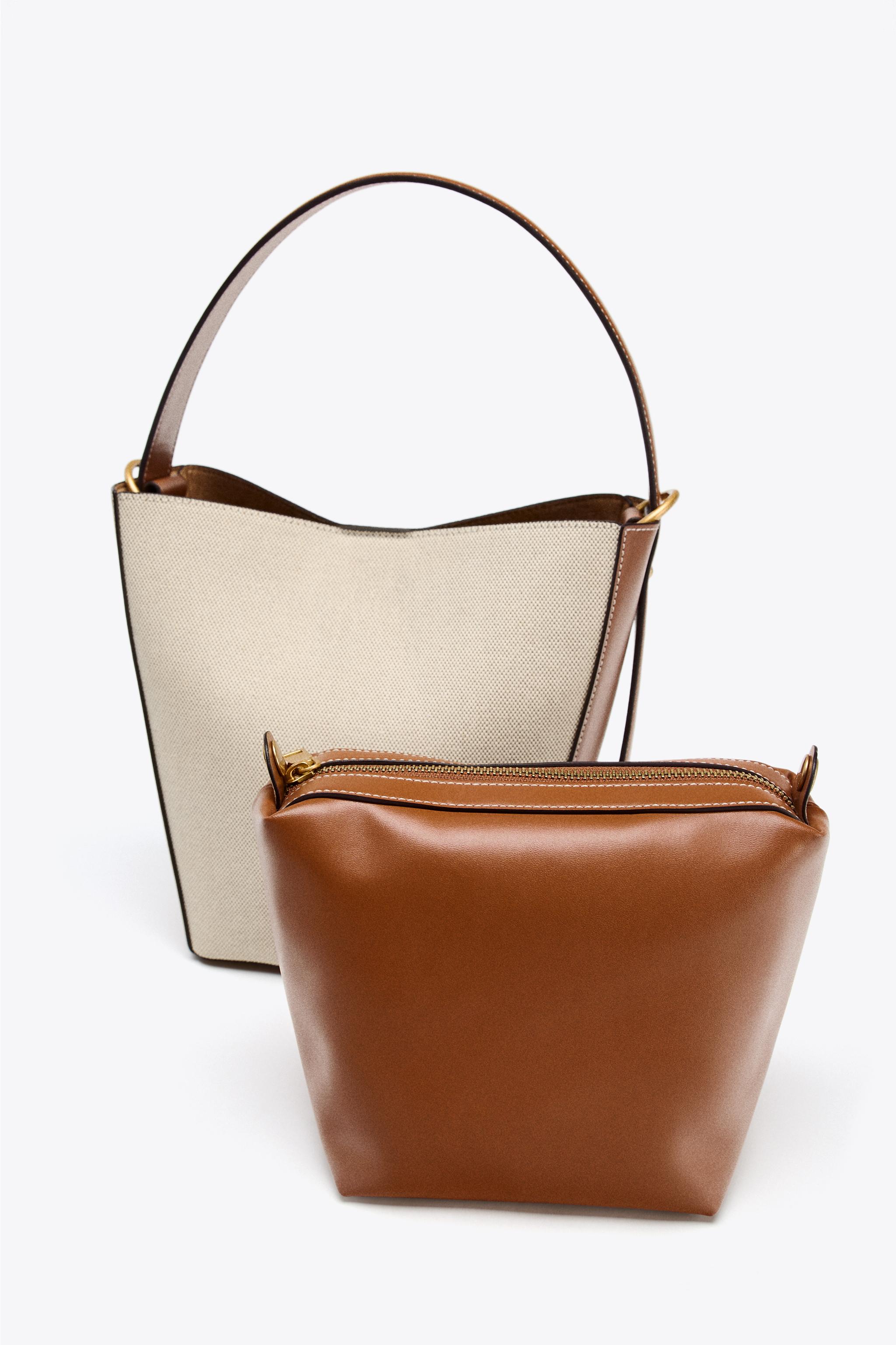 国内発送★ZARA★キャンバス地*バケットバッグ ミニ編み込みスエードバケットバッグ - レッド | ZARA Japan / 日本