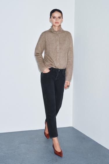JEANS ZW COLLECTION CIGARRETE TIRO MEDIO - أسود by Zara