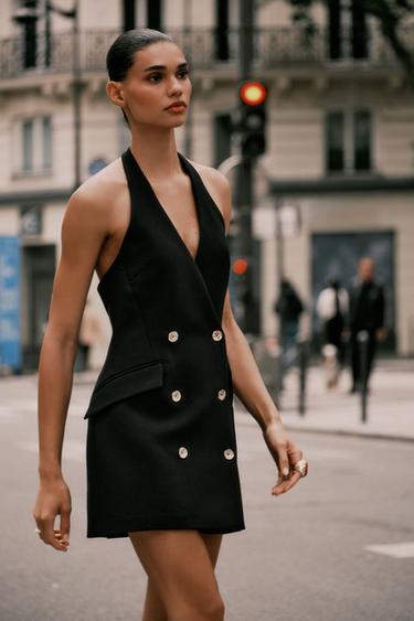 VESTIDO BLAZER MINI HALTER - Negro de Zara