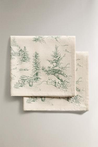 Zaras FLERPACK JULSERVETTER I BOMULL TOILE DE JOUY (2-PACK) - Grön - Bild 0