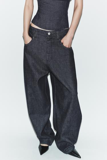 JEANS TRF BARREL TIRO ALTO - Índigo oscuro de Zara