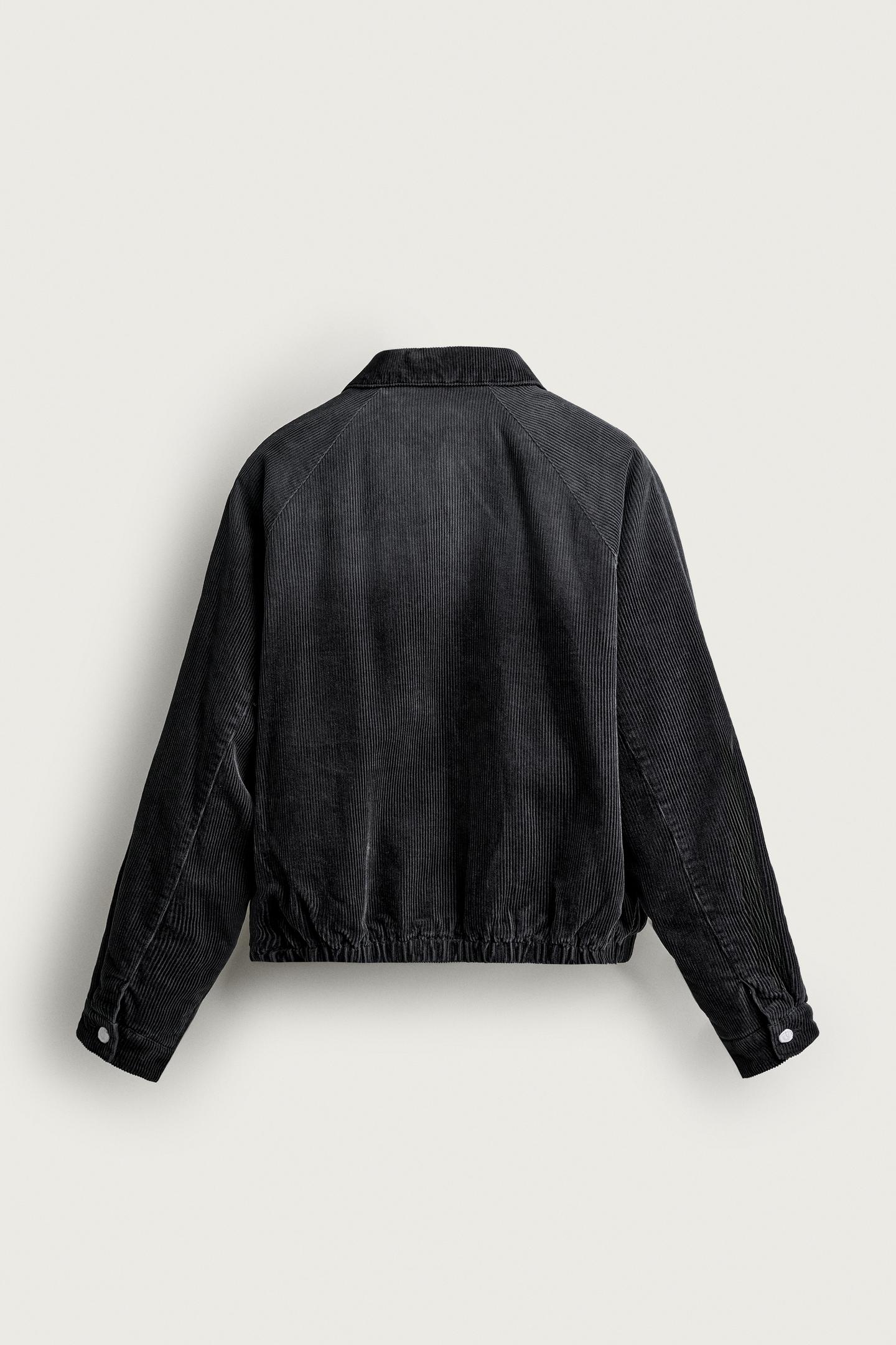 Мужская куртка Zara Relaxed Fit Padded Corduroy, цвет: Угольный — фото 7