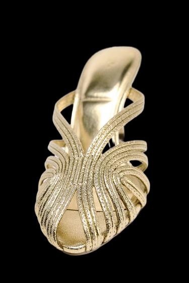 METALLIC STILETTO HEEL SANDALS - Gold by Zara