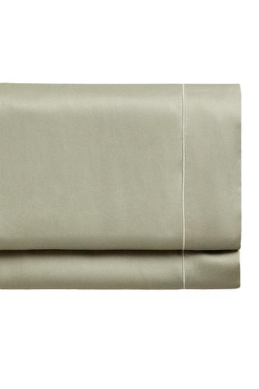 Zara SATEEN FLAT SHEET WITH FESTOON DESIGN (300 THREAD COUNT) - Green