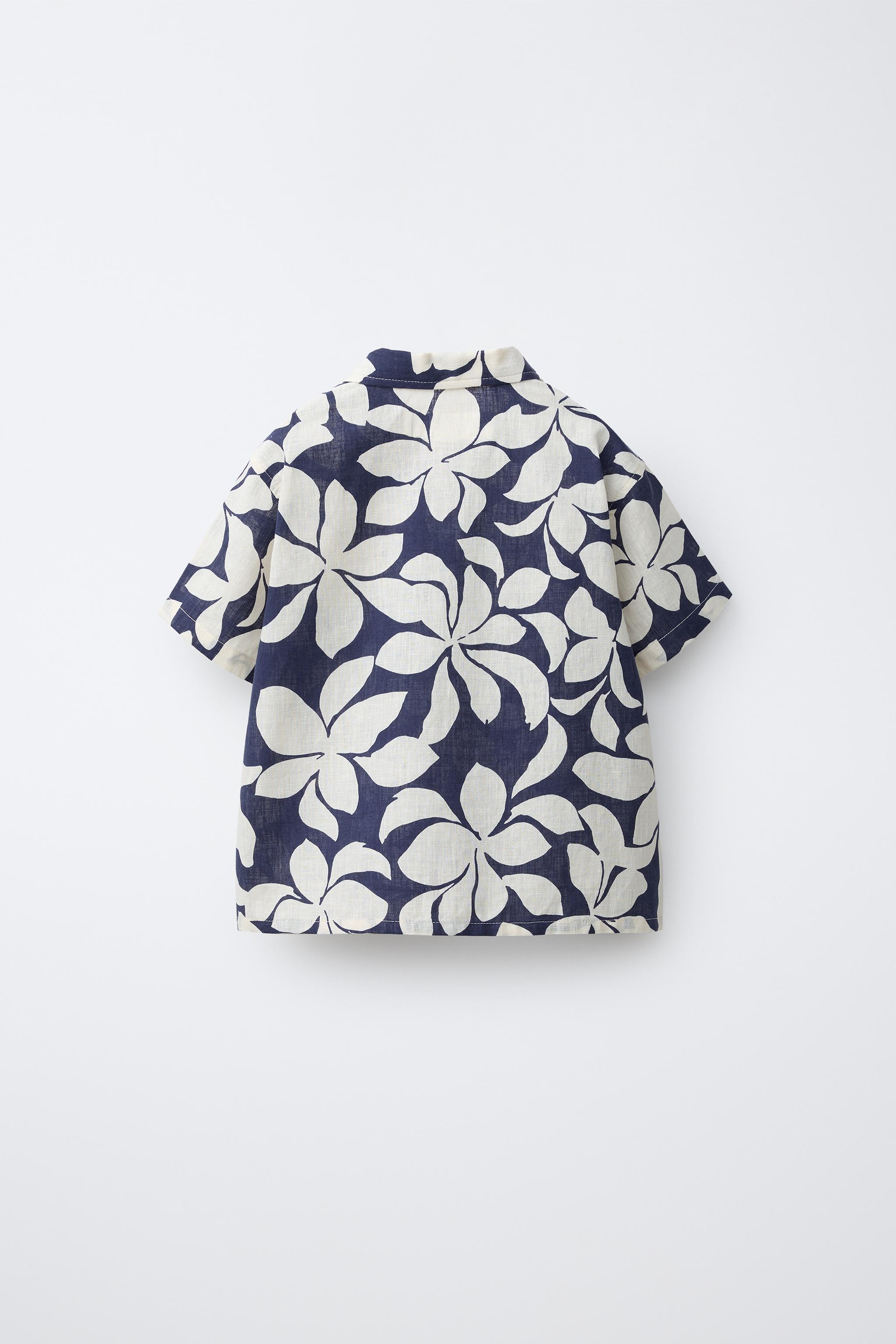 CHEMISE IMPRIMÉE FLEURS AVEC COTON ET LIN