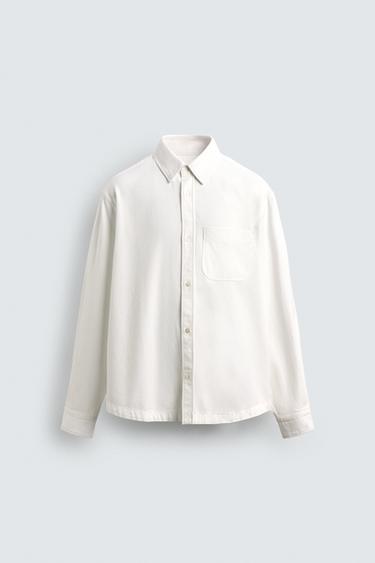 TEXTURED SHIRT WITH POCKET - Ecru by Zara - Image 6