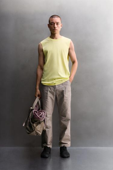 CAMISETA TANK RELAXED FIT ESTAMPADOS - Amarillo claro de Zara - Imagen 0