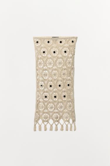 KNIT SKIRT WITH MIRRORS - Ecru by Zara - Image 0
