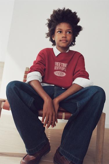 Zara TEXT PRINT SWEATSHIRT - Red