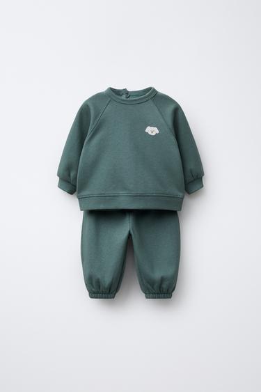 Zara PUPPY PRINT SWEATSHIRT AND JOGGER SET - Petrol blue