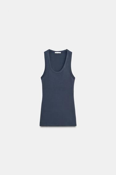 Zara SUPIMA® COTTON TOP - Blue gray